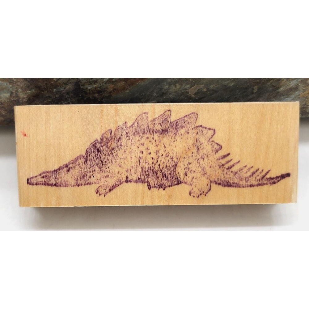 Stegosaurus Dinosaur Rubber Stamp Wood Handle Unbranded Detailed Design Vintage